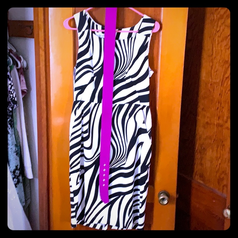 Black Swirl Dress with Purple Belt